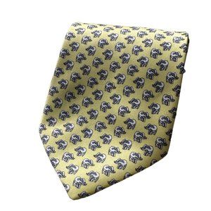 Mens Yellow Elephant Novelty Print De Amanda 100% Silk Hand Sewn Tie